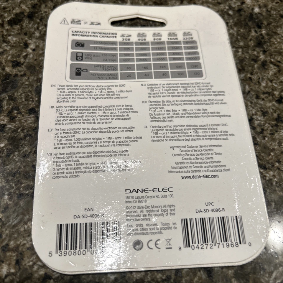 Dane-Elec DA-SD-4096-R 4GB High Speed Memory Card NEW - Image 2 of 2