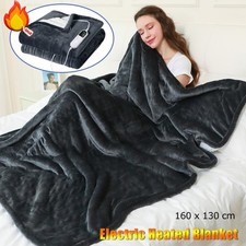 Heated Throw Electric Over Blanket Soft Fleece Comfort Control Sofa Washable