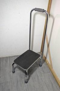 DMI Briggs Healthcare Foot Step Stool with Support Handle Chrome Non Slip Senior