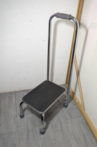 DMI Briggs Healthcare Foot Step Stool with Support Handle Chrome Non Slip Senior