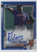 2021 Bowman Mega Box Chrome Mojo Blue Refractor 136/150 Freddy Valdez Auto 0rd2