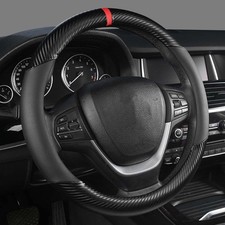 16 Inch Large Black Carbon Fiber Steering Wheel Cover Trim Accessory