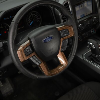15-19 Ford F150 Molded Wood Grain Steering Wheel Bezel Trim Cover