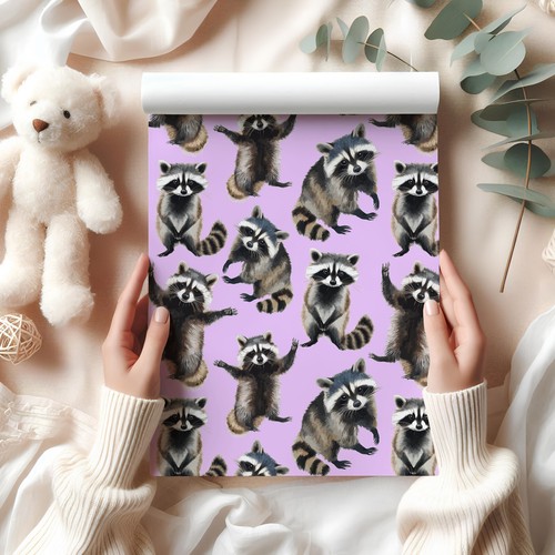 Raccoon Gift Wrap Sheet – Cute Woodland Animal Wrapping Paper for Birthdays W68 - Picture 28 of 47