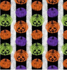 halloween pumpkin stripe fat quarter 100% cotton by david textiles