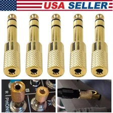 5× TRS Stereo Audio Headphone Adapter 6.35mm 1/4" Male to 3.5mm 1/8" Female Jack