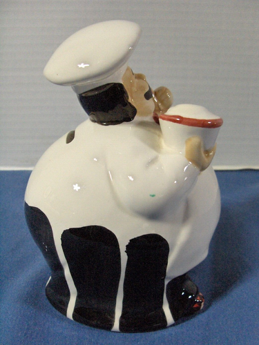 Vintage Italian Bistro Fat Chef Holding Bowl Piggy Coin Bank Kitchen Decor - Picture 4 of 7