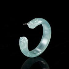 Natural Jadeite Ring Women Men A Grade Blue Water Cat's Claws Band Open Ring
