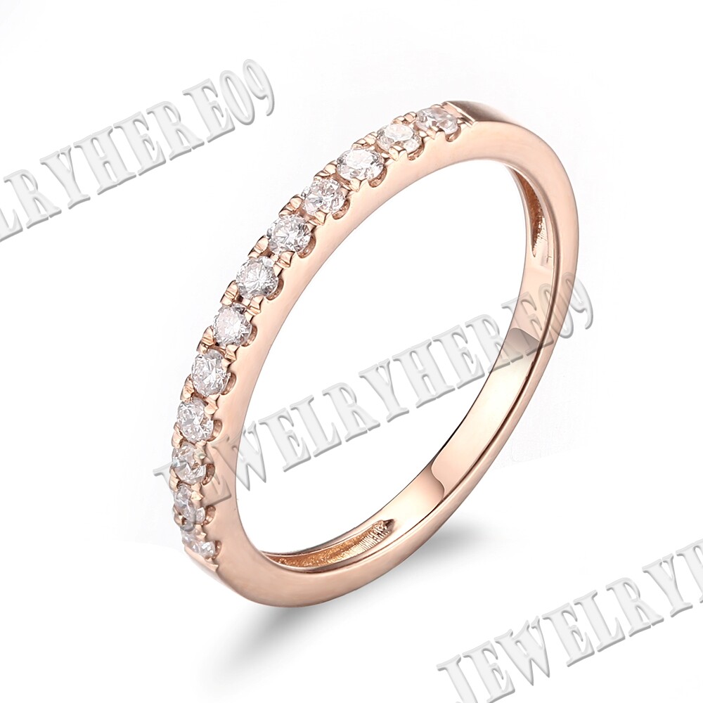 Real Full SI/H Diamonds Wedding Fine Ring Unique Anniversary Band 14k Rose Gold