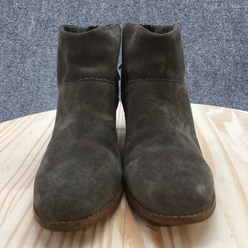 TOMS Boots Womens 8 Leila Ankle Booties Gray Suede Tasseled Back Zip Low Heels - Picture 5 of 18
