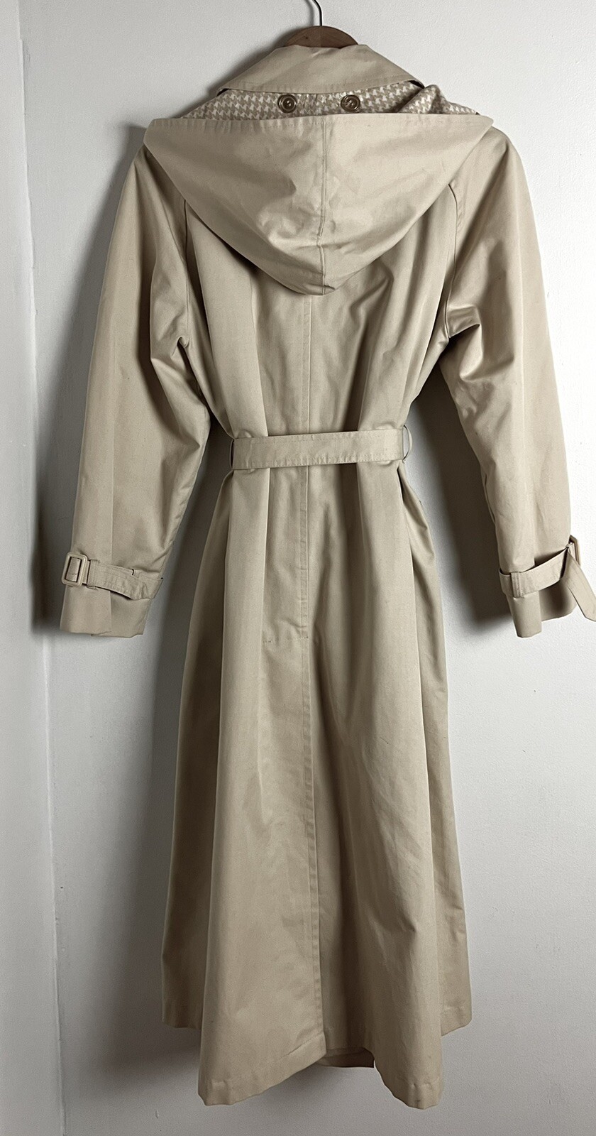 Marshall Fields Trench Coat Hooded Beige Kahaki Long … Gem