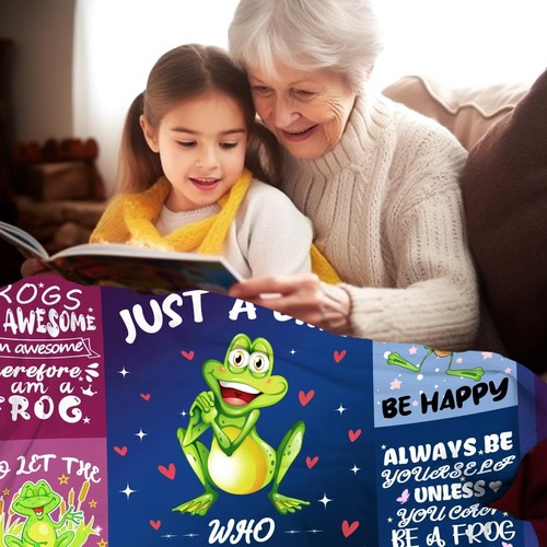 Frog Blanket Gifts for Women Girls,Frog Stuff Frog Throw Blankets,Cute Frog Them - Picture 4 of 7