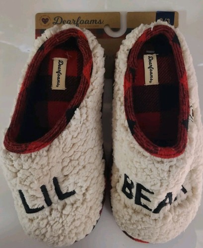New! Dearfoams SZ 2/3 LIL BEAR Sherpa Clogs Slippers Shoes Kids Children Unisex - Picture 11 of 11