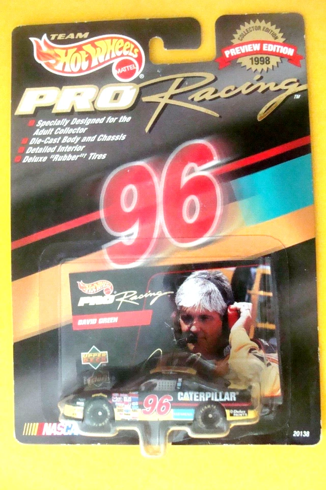 HOT WHEELS 1:64 Diecast Car #96 DAVID GREEN Cat Chevy 1998 Preview Edition - Image 2 of 4