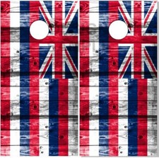 Hawaii Flag Wood LAMINATED Cornhole Wrap Bag Toss Skin Decal Sticker