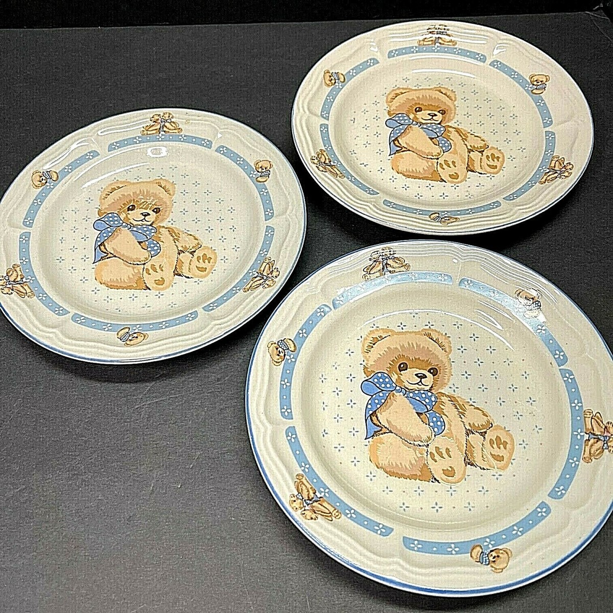 Country Teddy Bear Stoneware Plates (3) Child's Plates Tienshan