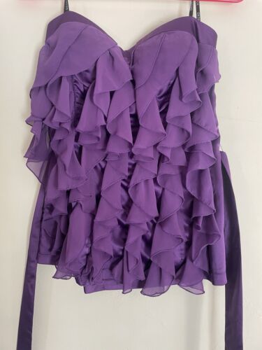 Y2K Xoxo Strapless Purple Ruffle Top Size Medium 2000s Vintage Ladies Top - Picture 2 of 5