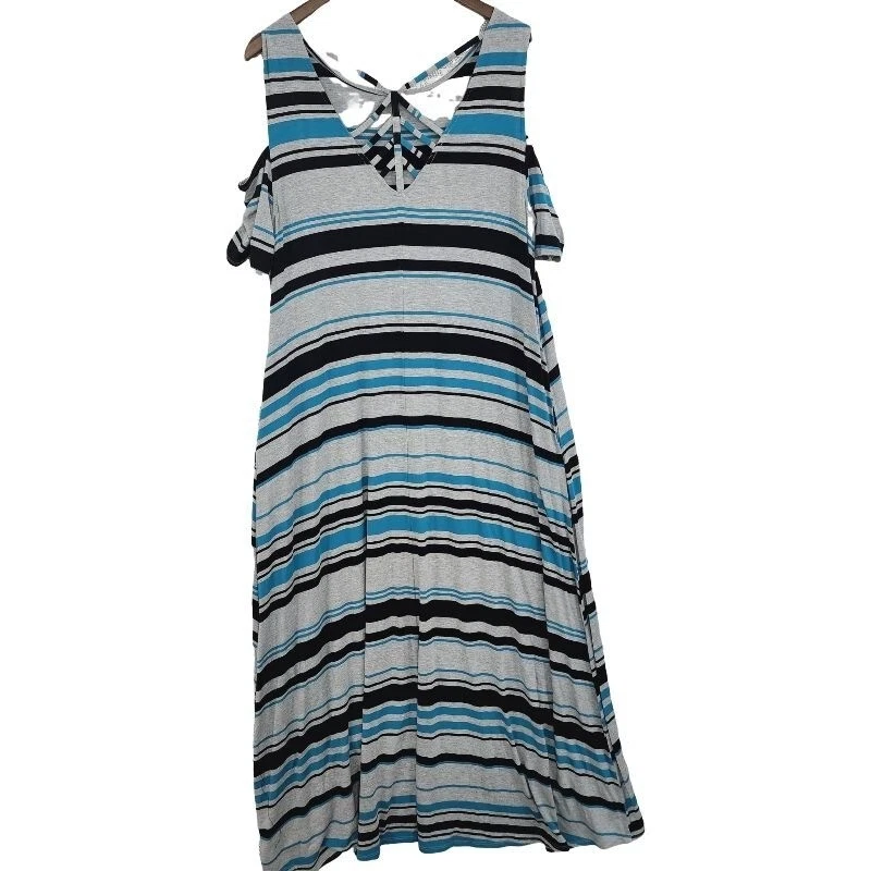 knee length dresses for ladies Lane Charcoal Striped Overall Maxi Dress Polagram – Lena Layne