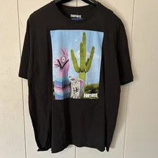 Fortnite Mens Epic Games Loot Llama Black Graphic T-Shirt 3XL Stretch Cotton New