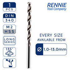 DIN340 HSS M2 Long Series Jobber Drill Bit  Fully Ground All Sizes Listed