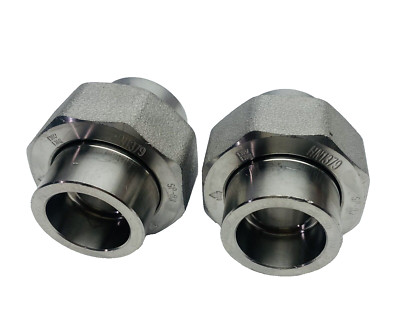 Lot Of 2, 3/4'', Socket Weld 3000# Global 304L Stainless S Union, HN1379, SP83