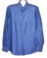 Hugo Boss Jim Men's Blue Polka Dots Dress Shirt Slim Fit Size US 17 EU 43