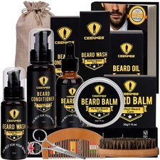 Beard Growth Kit Derma Roller Boosts Hair Mustache Serum Oil Balm Men Care Gift