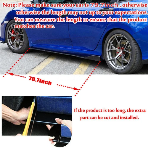 FOR ACURA TSX 2010-2014 Carbon Fiber Side Skirt Extension Splitter Spoiler Lip