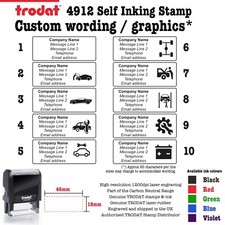 Self Inking Home Service Garage Mechanic Custom Stamp 46mm x 18mm Trodat 4912