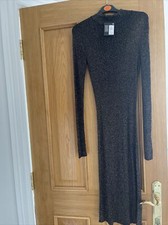 Ladies metallic fine Knit long Fitted Dresss Size 8
