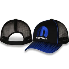 CHECKERED FLAG SPORTS MOPAR EMBROIDERED LOGO BLACK WITH BLUE COOL DRY MESH HAT
