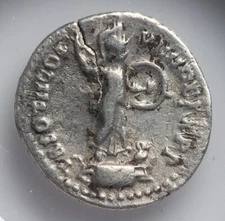 EMPIRE Emperor Domitian 83 AD NGC w/ MINERVA Rome Ancient Silver Roman Coin D199