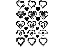 Heart Variety 23 pcs 1" Black Fused Glass Decals