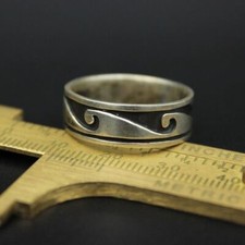 Mexican Chunky Wave Design Vintage Estate 925 Sterling Silver Ring Size 11