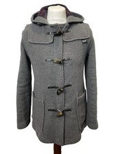 Gloverall Women’s Grey Wool Duffle Coat Size Uk 10 Slim Fit