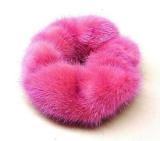 Handmade real MINK fur scrunchie ponytail holder hair tie accessories / elastic