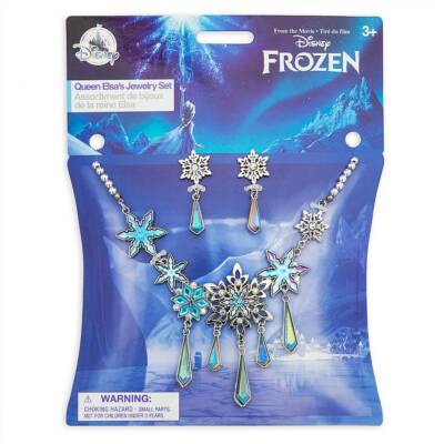 NWT Disney Store Frozen Elsa Girl necklace and earrings SET Costume Jewelry