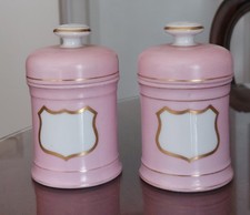 Paar Dosen antik Aufbewahrungsgef&auml;&szlig;e Dose Porzellan ros&eacute; gold Ende 19. Jh. H11,5