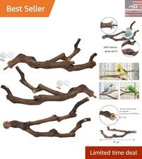 Safe Chewable Perches for Budgies  Lovebirds - 3 Unique Grape Vine Toys