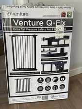 Venture Stair Gate - Q-Fix 110cm Extra Tall Pet Baby Gate for Stairs & Doorways