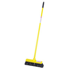 Image of Short Handled Broom Yard Sweeping Brush Hard Bristles 30cm Head 1.3m Long