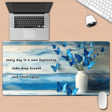 40 90cm XXL Mousepad with Inspirational Quote  Blue Butterflies - Large Non-Sli