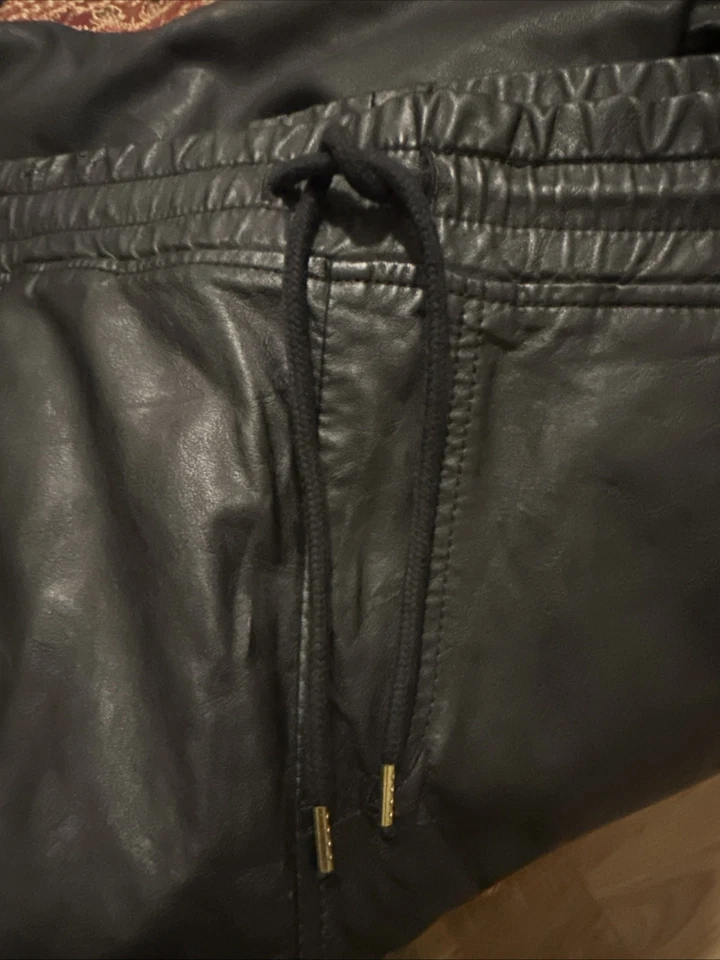 烟腰裤黑色紧身慢跑裤,嘻哈街垃圾褶,XL 码!! — 第 4/4 张图片