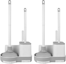 2 Pack Toilet Brush and Plunger Set, 3 in 1 Toilet Bowl Brush and Holder with Cr