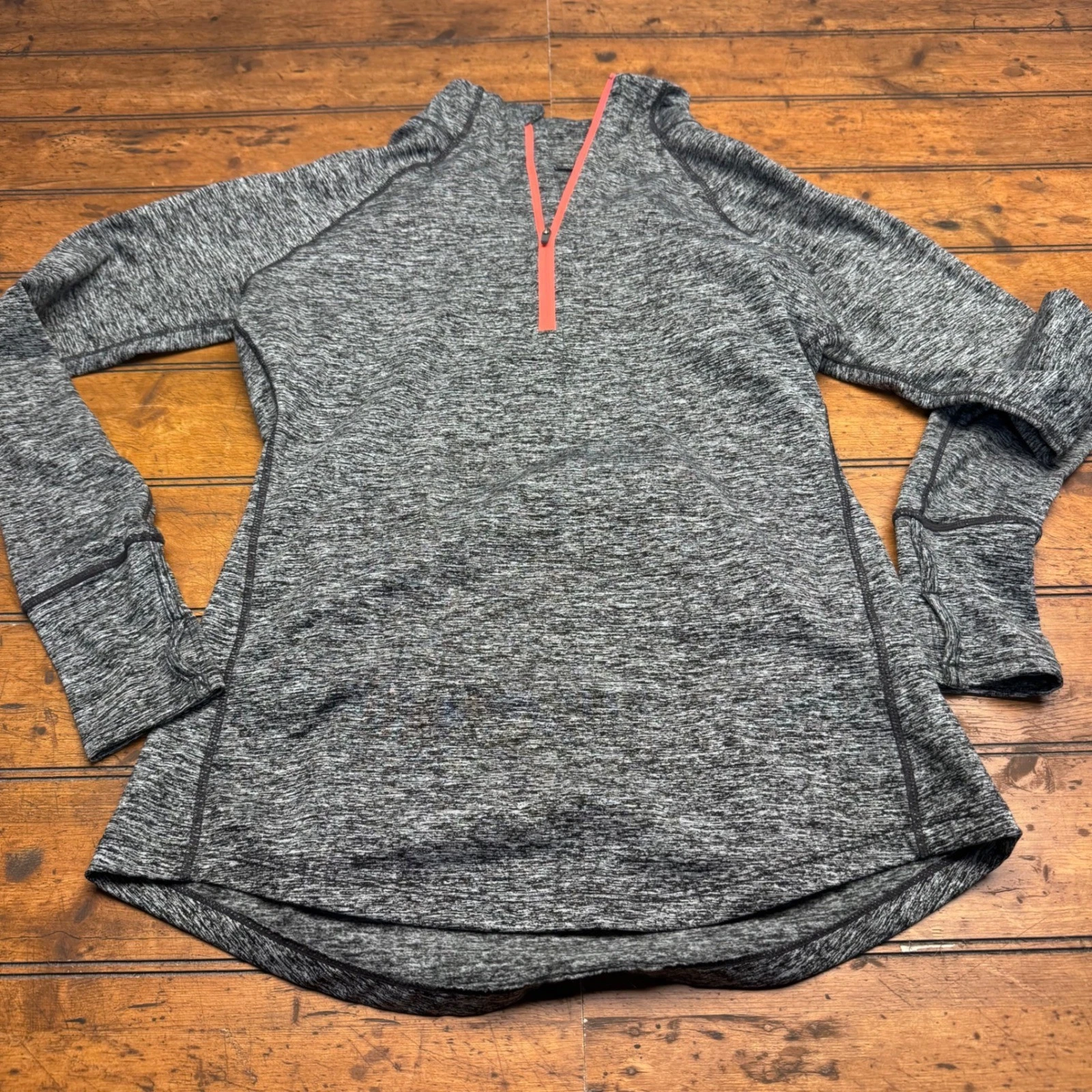 Tangerine Womens Gray Space Dye Quarter Zip Long Sleeve Active Medium Thumbhole