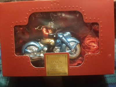Lenox Yuletide Treasures Antique Toys  ''Motorcycle '' Glass Christmas Ornament