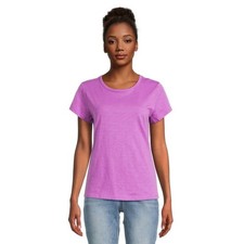 Time and Tru Womens Slub Crew T-Shirt Relaxed Fit Iris Orchid Size XXXL 22 