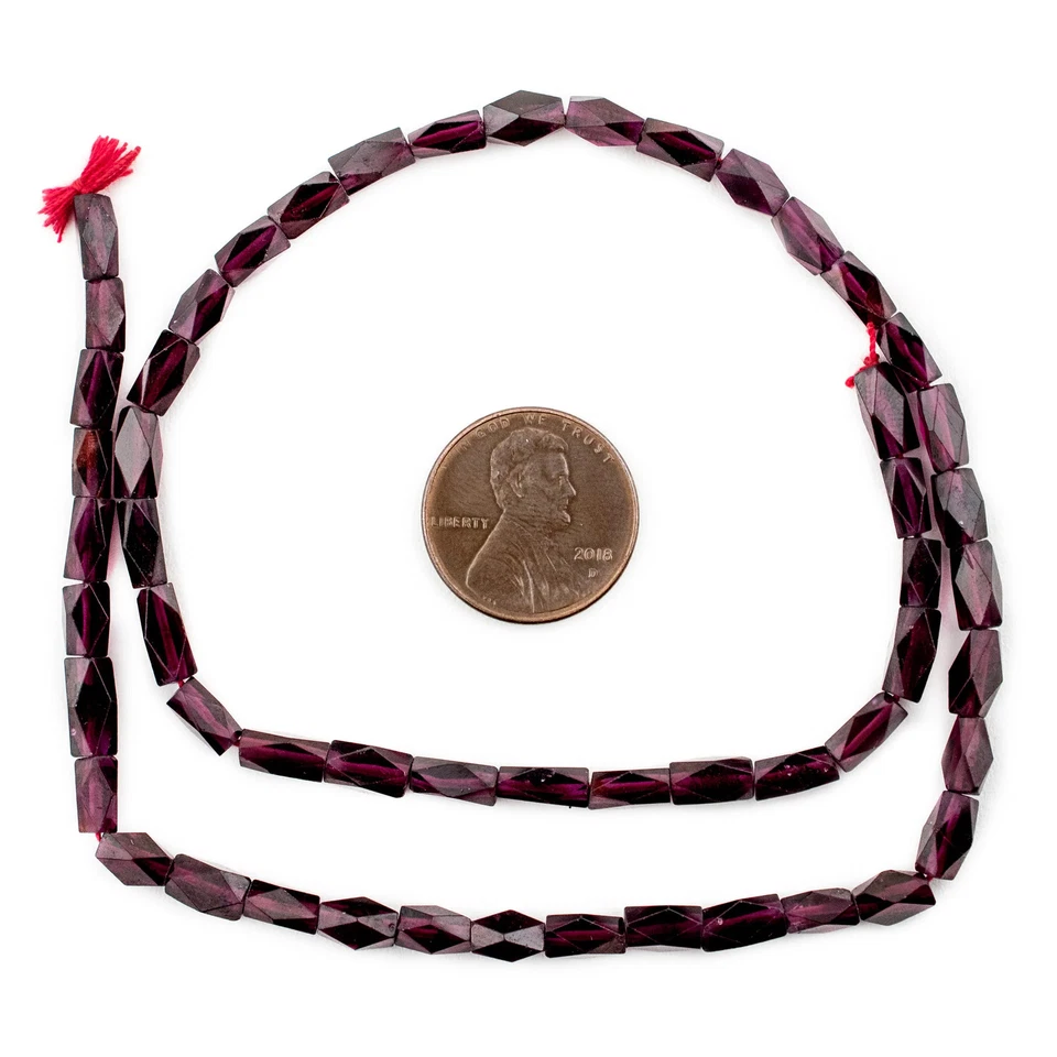 Cuentas de granate rectangulares facetadas 6x4 mm piedras preciosas rojas hilo de 15 pulgadas Foto 2 de 4