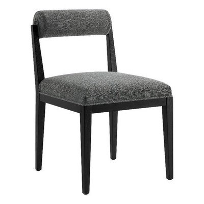 Maklaine Contemporary Ash Wood Frame and Legs Dining Chair in Charcoal Black