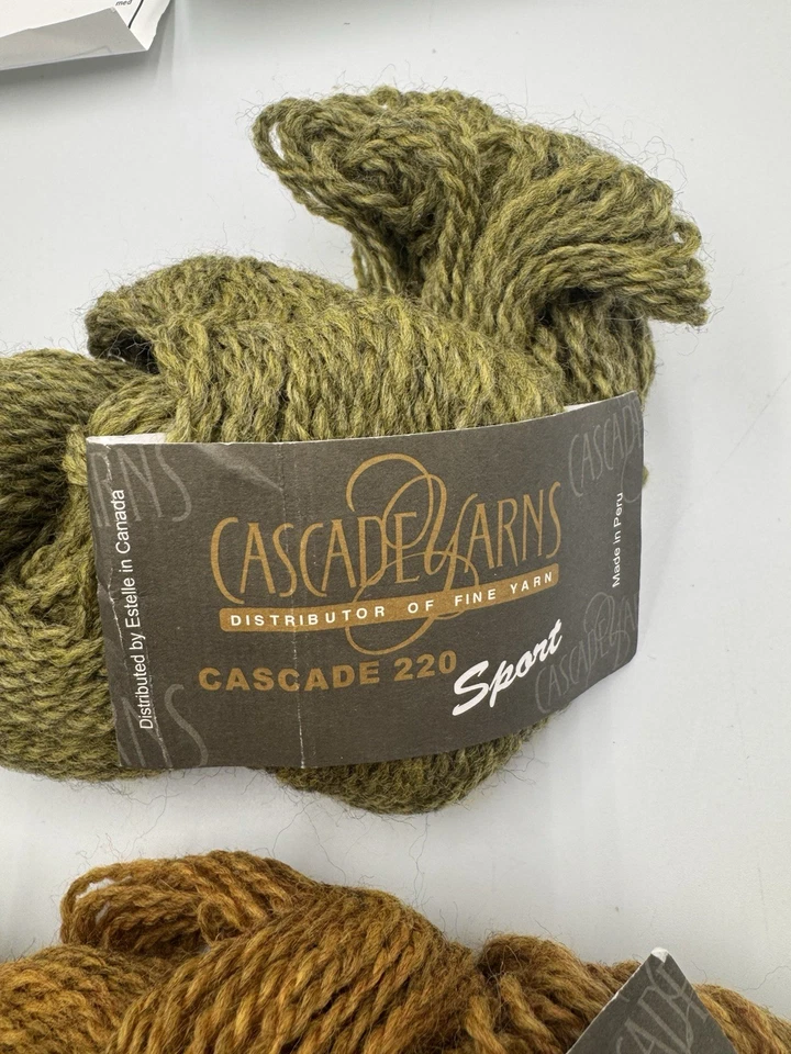 (2) Новые мотки каскад 220 Sport перуанский Highland шерсти осени золото зеленый 328 ярдов - Изображение 3 из 4